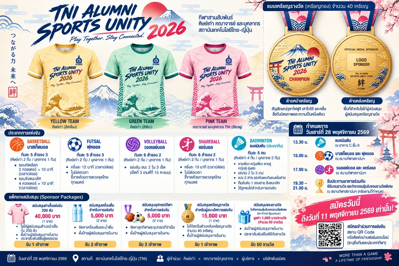 TNI ALUMNI SPORTS UNITY 2026: กีฬาสานสัมพันธ์ศิษย์เก่า คณาจารย์ และบุคลากร